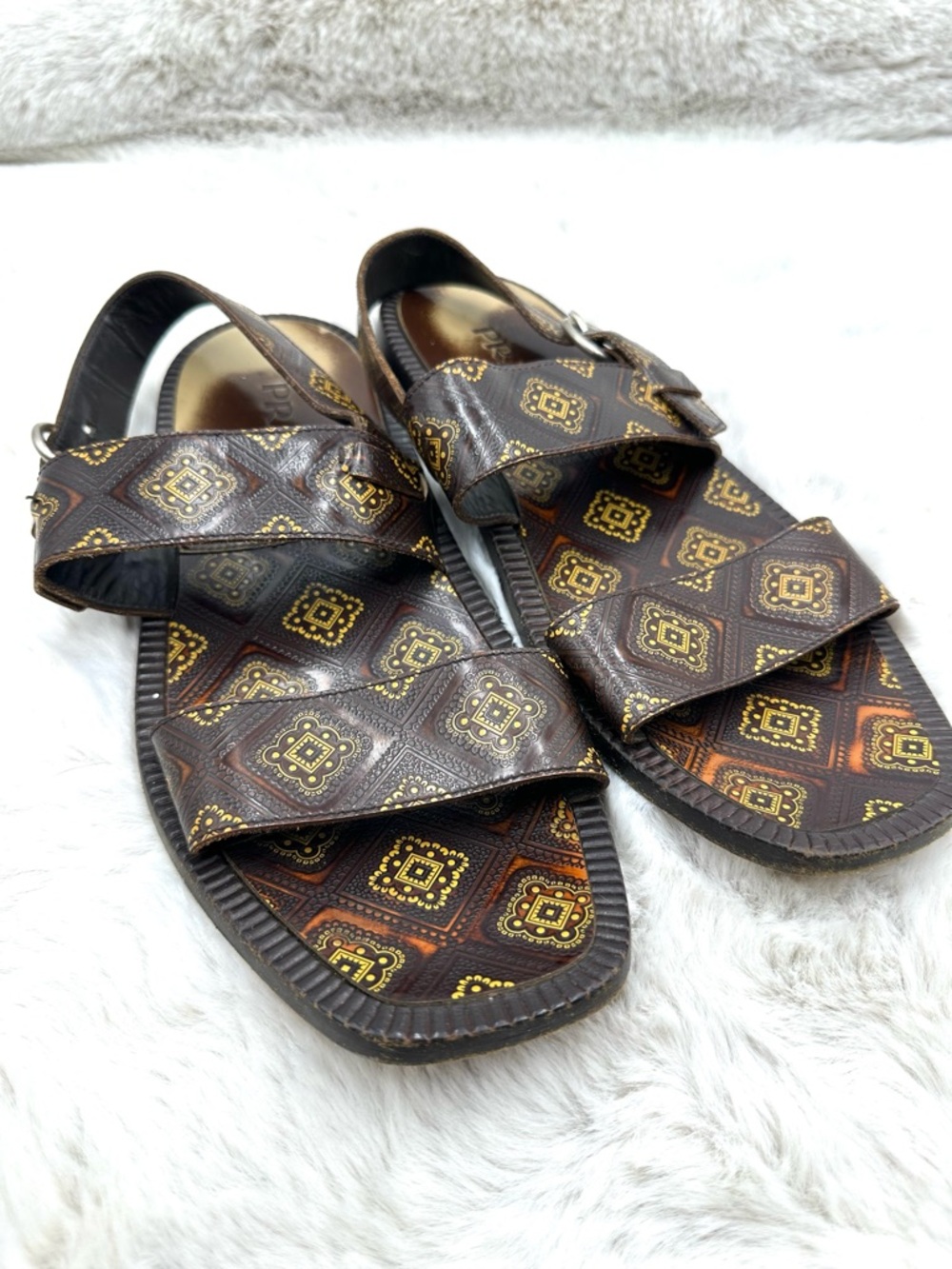 Prada Men Strappy Leather Slingback Sandals Open Toe Resort Sz 9.5